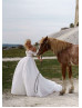 Off Shoulder Beaded White Tulle Fabulous Wedding Dress